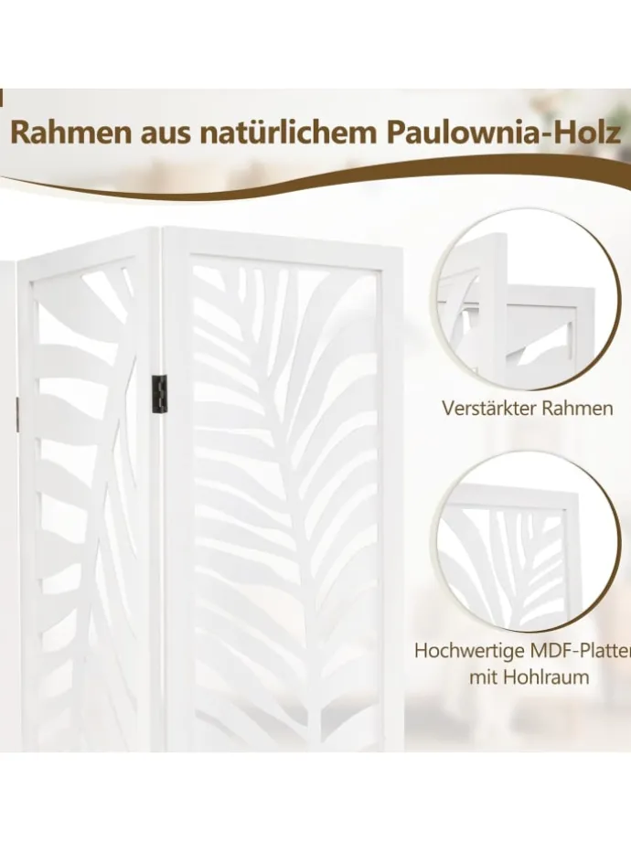 Paravent 170 x 121cm in Weiß