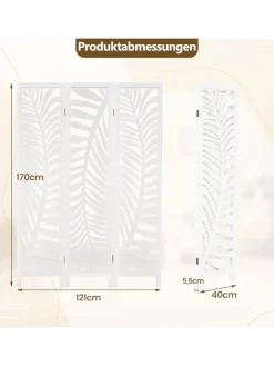 Paravent 170 x 121cm in Weiß