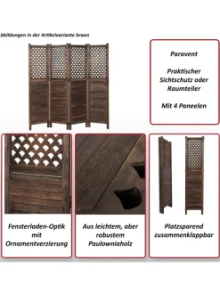 Paravent A84 mit Ornamente, Weiß