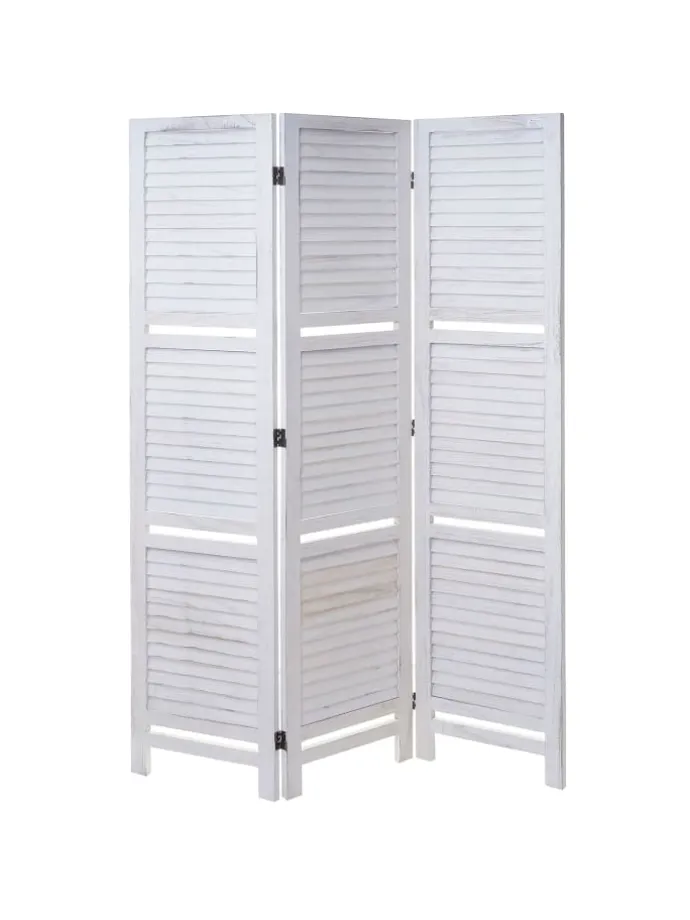 Paravent Aberdeen mit Regalböden, Weiß/weiß