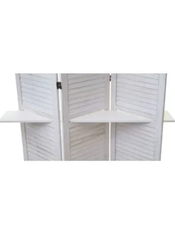 Paravent Aberdeen mit Regalböden, Weiß/weiß