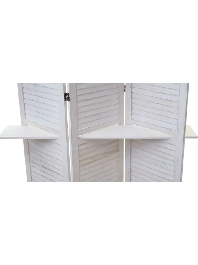 Paravent Aberdeen mit Regalböden, Weiß/weiß