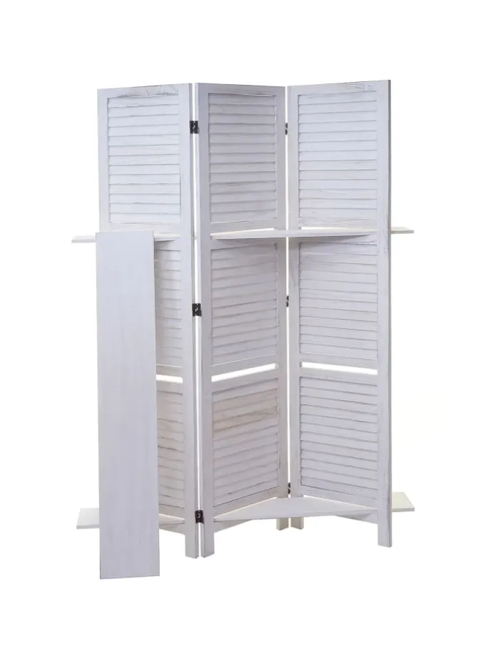 Paravent Aberdeen mit Regalböden, Weiß/weiß