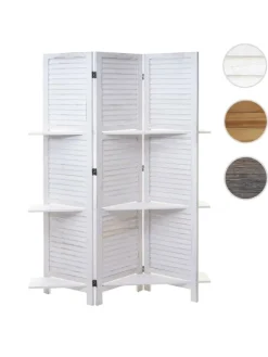 Paravent Aberdeen mit Regalböden, Weiß/weiß