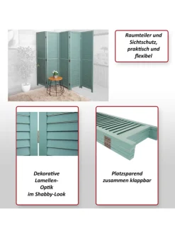 Paravent C30 im Shabby-Look, Grün