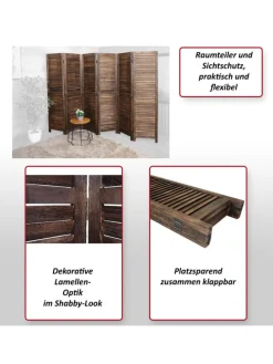 Paravent C30 im Shabby-Look, Braun
