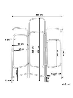 Paravent CARPI in /Beige - (W) 166 x (H) 180 x (L) 3 cm