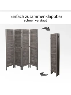 Paravent G30 im Shabby-Look, Grau-braun