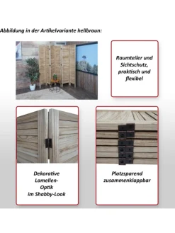Paravent G30 im Shabby-Look, Hellbraun
