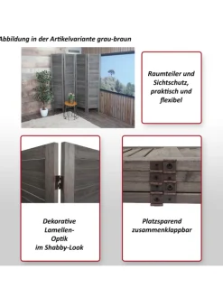 Paravent G30 im Shabby-Look, Weiß