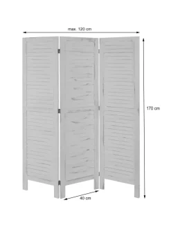 Paravent G30, Shabby-Look, Weiß