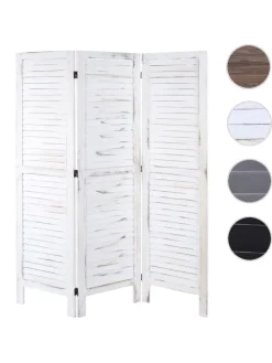 Paravent G30, Shabby-Look, Weiß