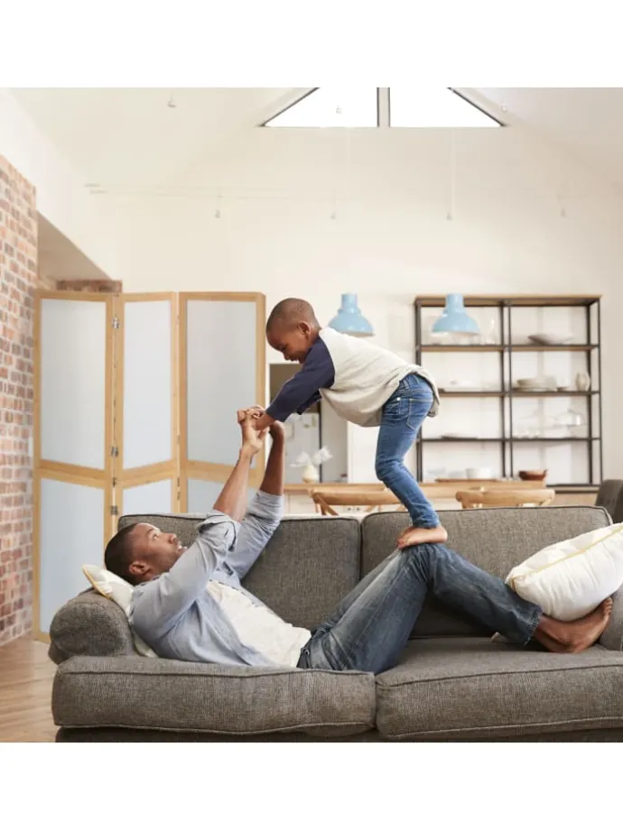 Paravent in Natur/ Weiß - (B)136,5 x (H)180 cm