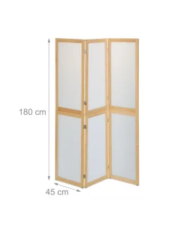 Paravent in Natur/ Weiß - (B)136,5 x (H)180 cm