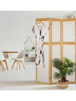 Paravent in Natur/ Weiß - (B)135,5 x (H)168 cm