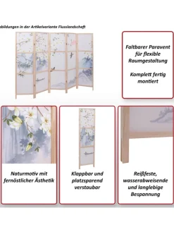 Paravent O70, Naturmotive 170x227cm, Blumen