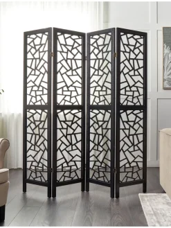 Paravent PIANLARGO in Schwarz - (W) 163 x (H) 170 x (L) 2 cm