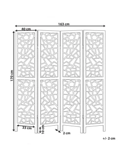Paravent PIANLARGO in Schwarz - (W) 163 x (H) 170 x (L) 2 cm