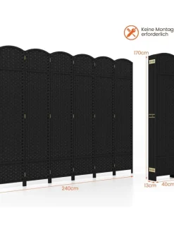 Paravent 240x170cm in Schwarz