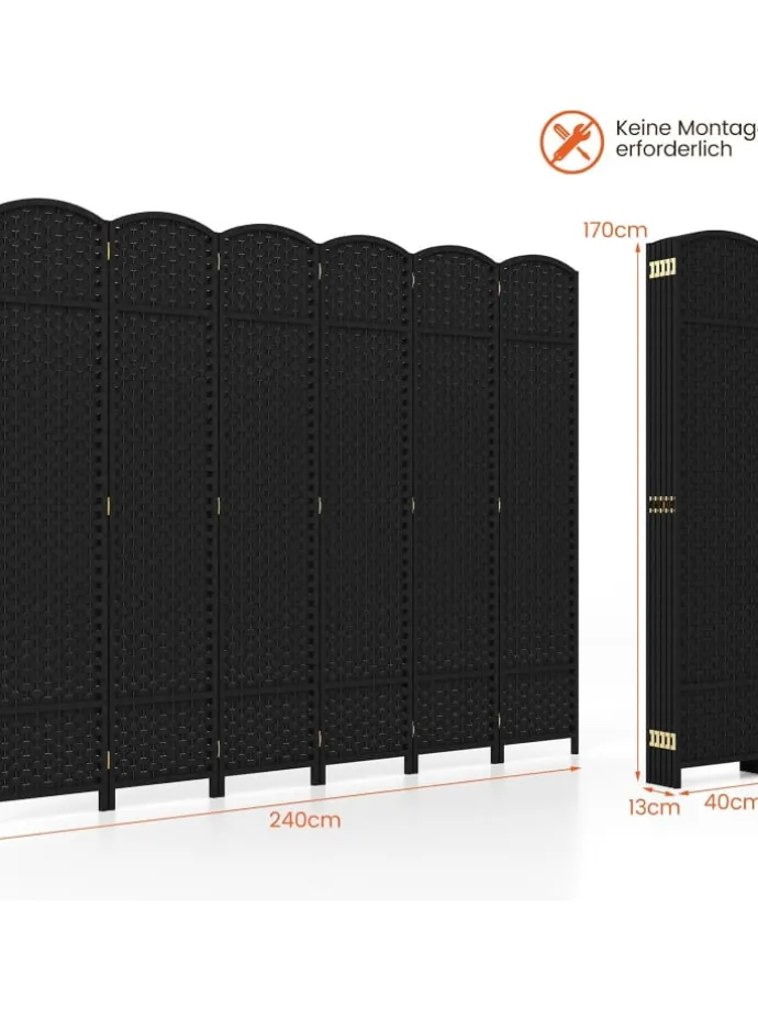 Paravent 240x170cm in Schwarz