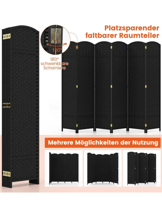 Paravent 240x170cm in Schwarz