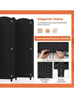 Paravent 240x170cm in Schwarz