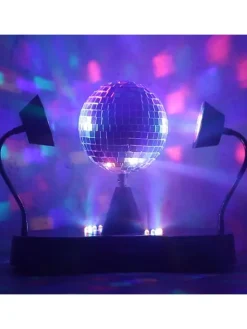 Party Disco Effekt Spiegelkugel mit 2 Schwanenhals Spots H: 22cm in bunt