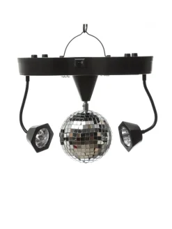 Party Disco Effekt Spiegelkugel mit 2 Schwanenhals Spots H: 22cm in bunt