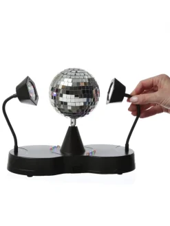 Party Disco Effekt Spiegelkugel mit 2 Schwanenhals Spots H: 22cm in bunt