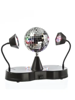 Party Disco Effekt Spiegelkugel mit 2 Schwanenhals Spots H: 22cm in bunt