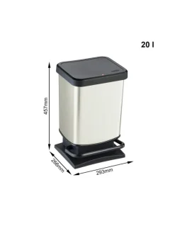 Paso Mülleimer 20l mit Deckel, Kunststoff (PP) in Cremeweiß metallic