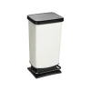 Paso Mülleimer 40l mit Pedal und Deckel in Cremeweiß metallic
