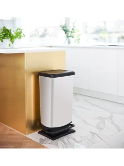 Paso Mülleimer 40l mit Pedal und Deckel in Cremeweiß metallic