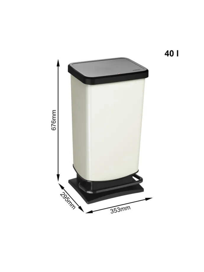 Paso Mülleimer 40l mit Pedal und Deckel in Cremeweiß metallic