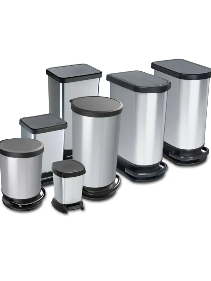 Paso Mülleimer 40l mit Pedal und Deckel in Cremeweiß metallic