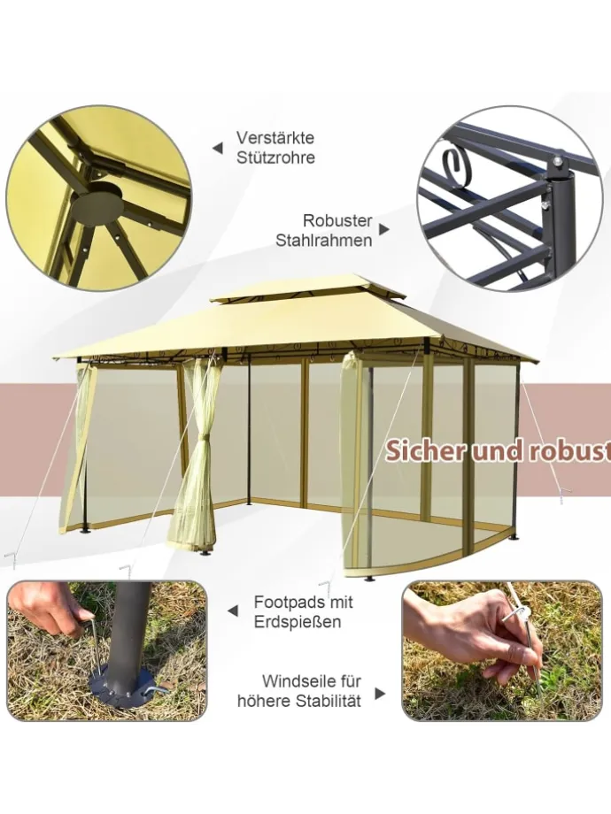 Pavillon Metall 3x4m in Beige