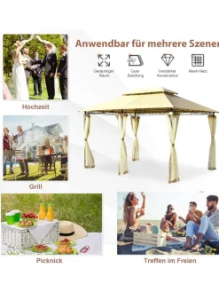 Pavillon Metall 3x4m in Beige