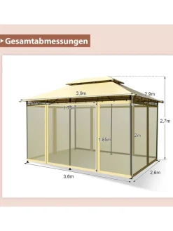 Pavillon Metall 3x4m in Beige