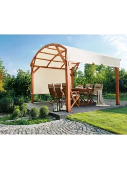 Pavillon SCOPELLO in Braun/Weiß - (W) 303 x (H) 257 x (L) 300 cm