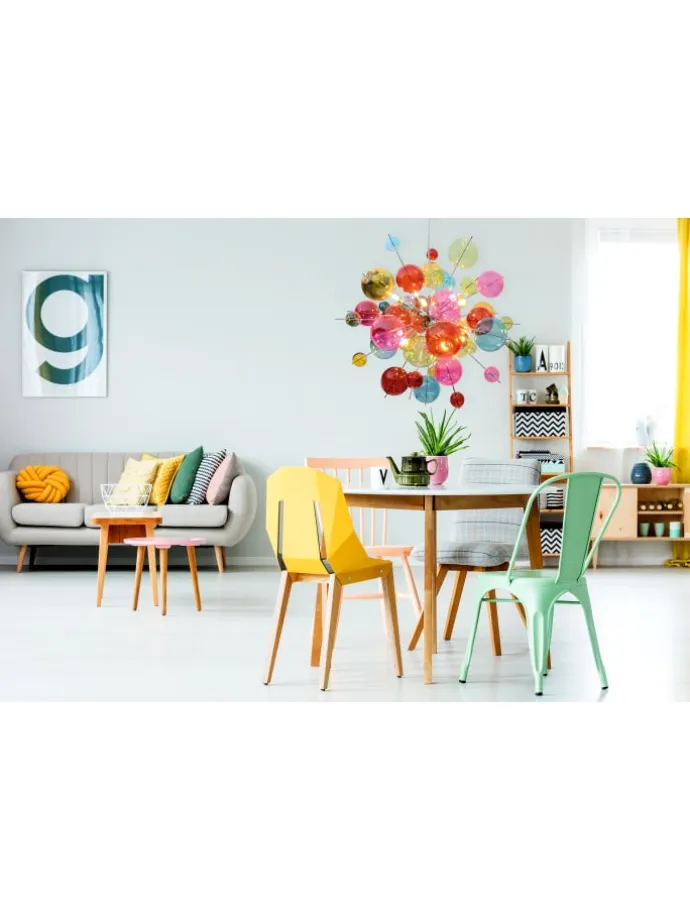 Pendelleuchte "EXPLOSION" in bunt - (L)65 cm x (B)65 cm x (H)193 cm