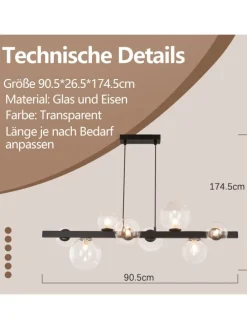 Pendelleuchte 8-flammige G9 in transparent Glas Max.25W