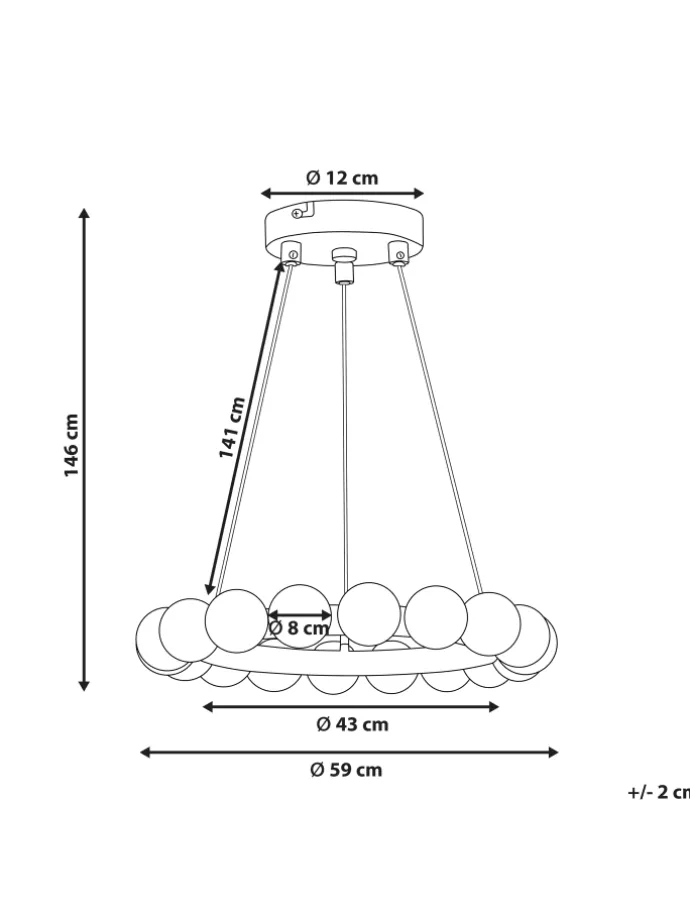 Pendelleuchten GEORGES in Gold - (W) 59 x (H) 146 x (L) 59 cm