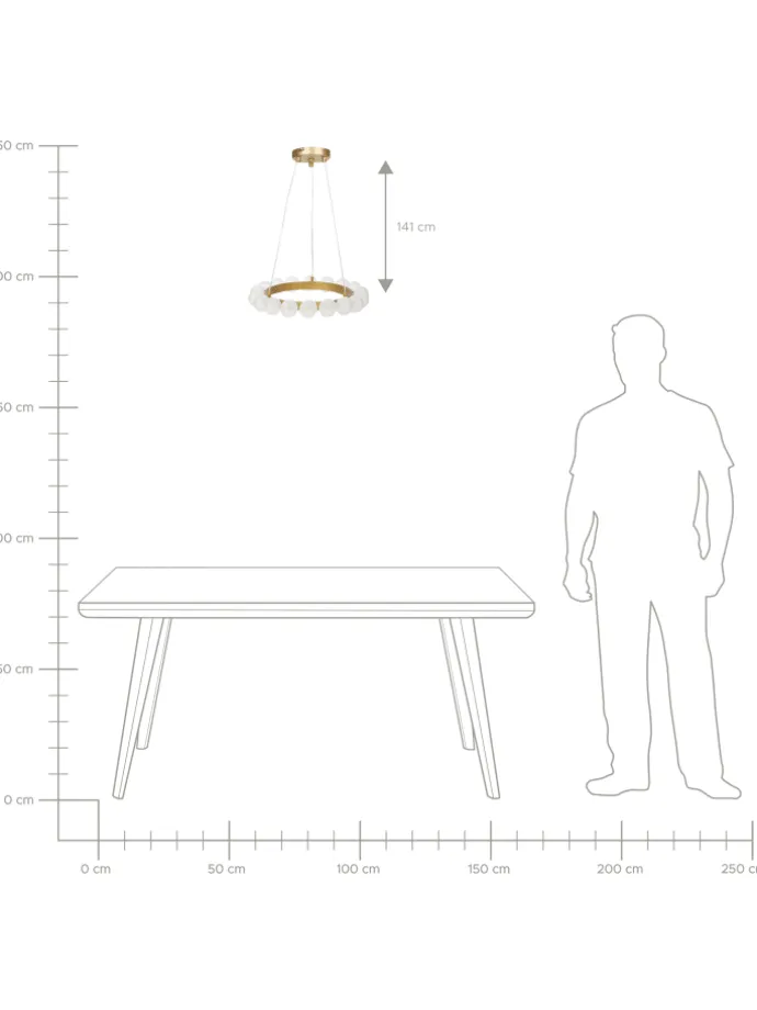Pendelleuchten GEORGES in Gold - (W) 59 x (H) 146 x (L) 59 cm