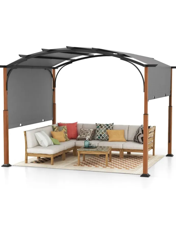 Pergola mit ausziehbarem Dach 3,6x3m in Grau