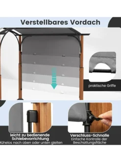 Pergola mit ausziehbarem Dach 3,6x3m in Grau