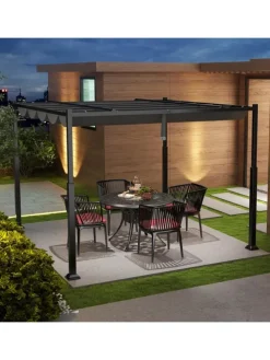 Pergola mit Schiebedach 3,1x3,1m in Grau