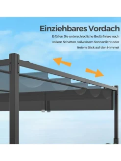 Pergola mit Schiebedach 3,1x3,1m in Grau