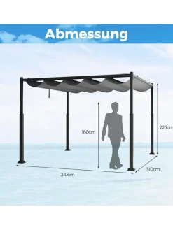 Pergola mit Schiebedach 3,1x3,1m in Grau