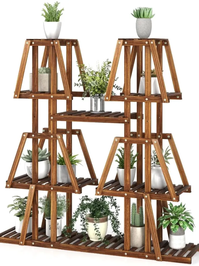 Pflanzenregal 113x27x114cm in Braun