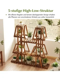 Pflanzenregal 113x27x114cm in Braun